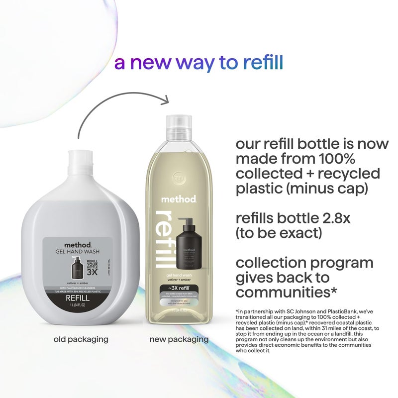 Method Gel Hand Soap Refill, Vetiver + Amber, 34 Fl Oz (Pack of 1) (Packaging May Vary) - Image 4