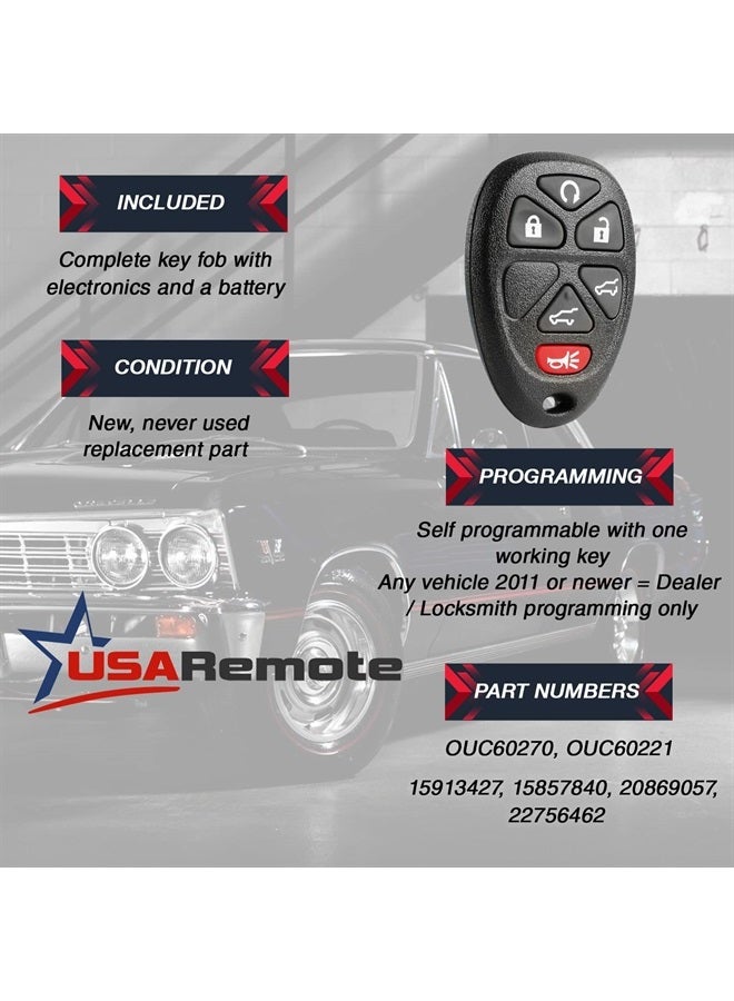 USARemote Car Key Fob Keyless Entry Remote fits 2007-2014 Chevy Tahoe Suburban / 2007-2014 Cadillac Escalade / 2007-2014 GMC Yukon (fits Part # 15913427, 20869057, 22756462) - Image 3