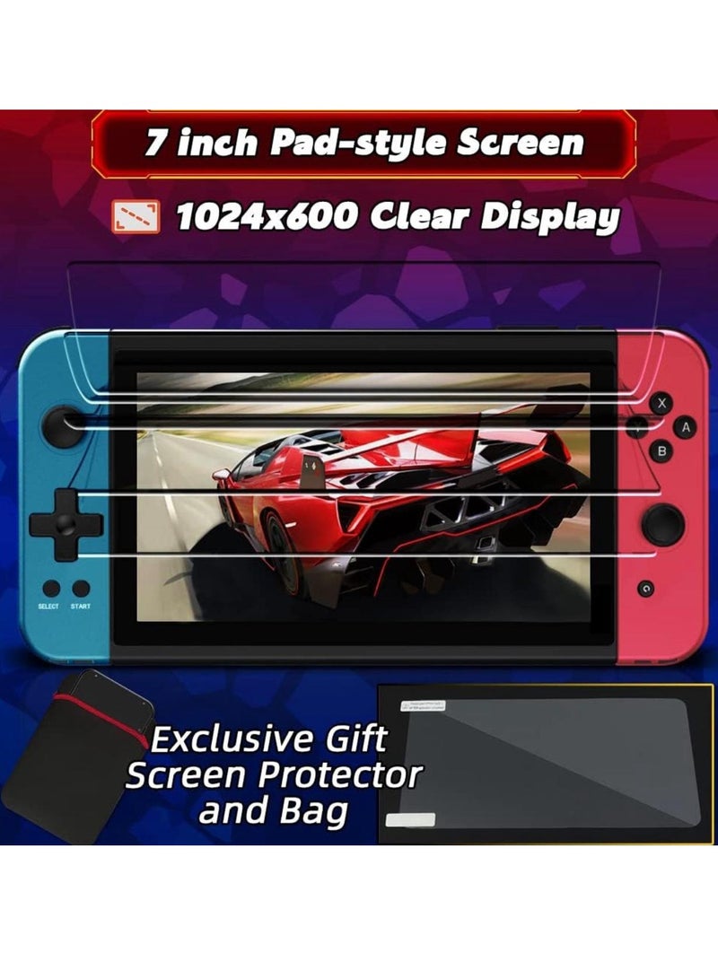 Handheld Game Console 7.0 inch Pro Retro Games Consoles Classic Video Games Pad Style System Built-in Rechargeable Battery Gaming Consoles Blue Red - Image 2