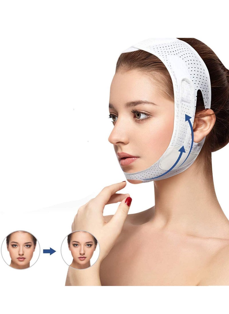 Arabest - Breathable Face Slimming Strap, Face Lift Strap, Reusable Face Lifting Bandage Pain-Free Jawline Shaping Band, V Line Shaping Face Masks, Anti-Sagging-Aging-Wrinkle-Snore Belt for Women （White） - Image 1