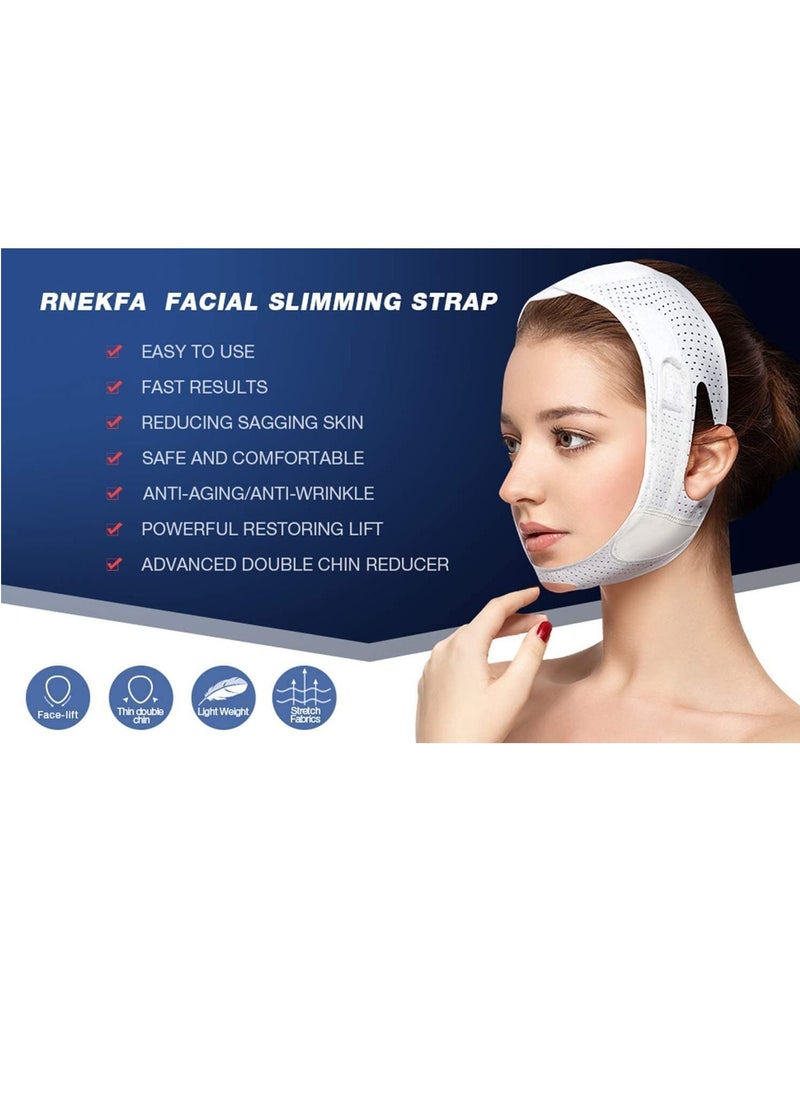 Arabest - Breathable Face Slimming Strap, Face Lift Strap, Reusable Face Lifting Bandage Pain-Free Jawline Shaping Band, V Line Shaping Face Masks, Anti-Sagging-Aging-Wrinkle-Snore Belt for Women （White） - Image 1