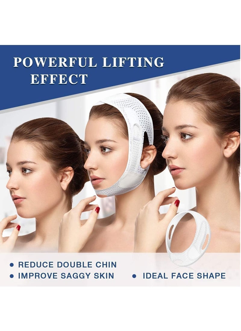 Arabest - Breathable Face Slimming Strap, Face Lift Strap, Reusable Face Lifting Bandage Pain-Free Jawline Shaping Band, V Line Shaping Face Masks, Anti-Sagging-Aging-Wrinkle-Snore Belt for Women （White） - Image 1