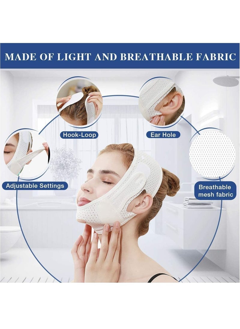 Arabest - Breathable Face Slimming Strap, Face Lift Strap, Reusable Face Lifting Bandage Pain-Free Jawline Shaping Band, V Line Shaping Face Masks, Anti-Sagging-Aging-Wrinkle-Snore Belt for Women （White） - Image 1