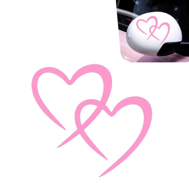 Hugwits Double Hearts Pink Car Decorative Sticker 74 x 787 Vinyl Waterproof Car Window Decal SelfAdhesive Romantic Auto Body Decor Sticker for Cars Bumper Window Rearview Mirror - Image 3