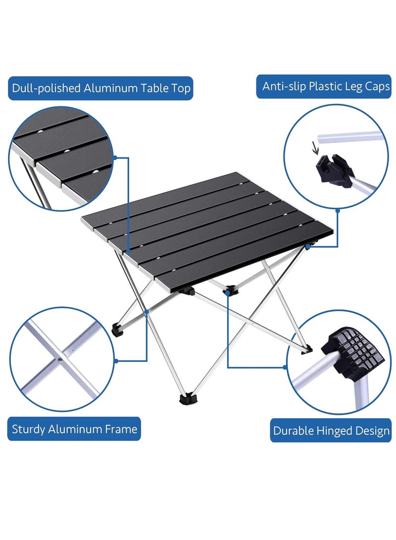 Generic Medium Folding Camping Table with Aluminum Table Top, Beach Table for Sand with Carrying Bag,Prefect for Outdoor, Picnic, BBQ, Cooking, Festival (Black)  - Image 2