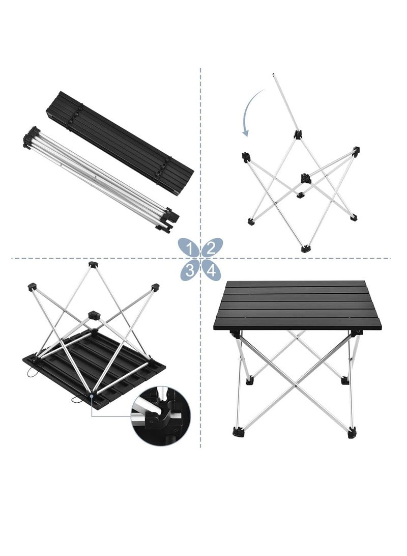 Generic Medium Folding Camping Table with Aluminum Table Top, Beach Table for Sand with Carrying Bag,Prefect for Outdoor, Picnic, BBQ, Cooking, Festival (Black)  - Image 4