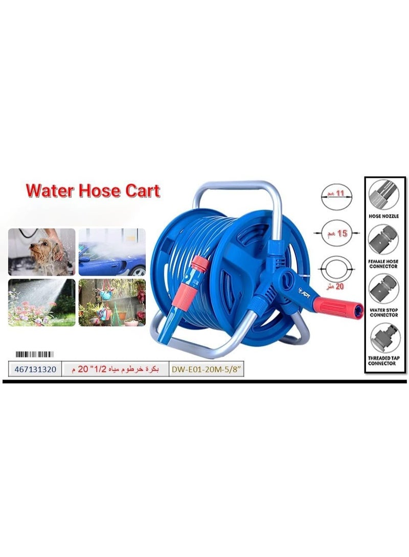 Apt Garden Hose Reel with 20m Hose, 3 Connectors, and Adjustable Nozzle – 1/2" Water Hose Set for Home Garden, Lawn, and Outdoor Use - Image 4