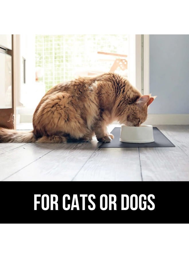 GORILLA GRIP 100% Waterproof Raised Edge BPA Free Silicone Pet Feeding Mat, Dog Cat Food Mats Contain Spills Protects Floors, Placemats for Cats and Dogs Water Bowl, Pets Accessories 28x18 Gray - Image 5