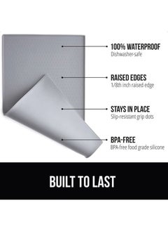 Gorilla Grip GORILLA GRIP 100% Waterproof Raised Edge BPA Free Silicone Pet Feeding Mat, Dog Cat Food Mats Contain Spills Protects Floors, Placemats for Cats and Dogs Water Bowl, Pets Accessories 28x18 Gray  - Image 2