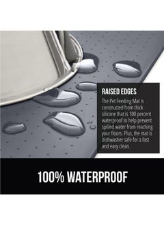 Gorilla Grip GORILLA GRIP 100% Waterproof Raised Edge BPA Free Silicone Pet Feeding Mat, Dog Cat Food Mats Contain Spills Protects Floors, Placemats for Cats and Dogs Water Bowl, Pets Accessories 28x18 Gray  - Image 3