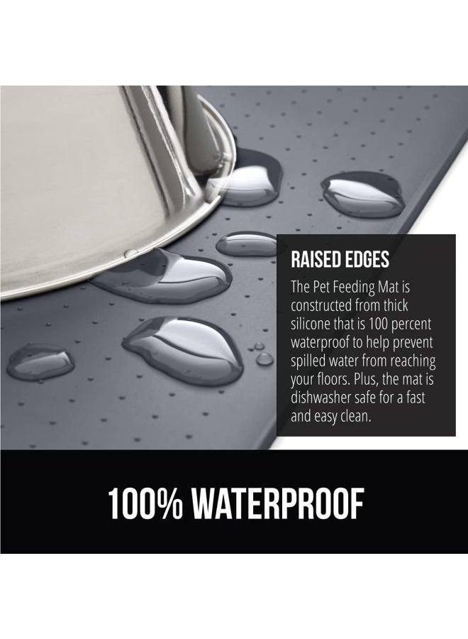 GORILLA GRIP 100% Waterproof Raised Edge BPA Free Silicone Pet Feeding Mat, Dog Cat Food Mats Contain Spills Protects Floors, Placemats for Cats and Dogs Water Bowl, Pets Accessories 28x18 Gray - Image 3