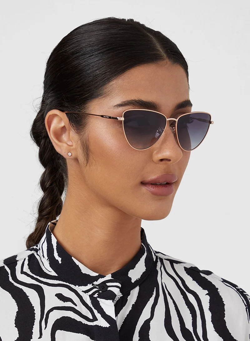 30Sundays Eira,Women Sunglasses, Cat Eye Sunglasses, UV Protection: UV400 (Rose Gold,Blue)