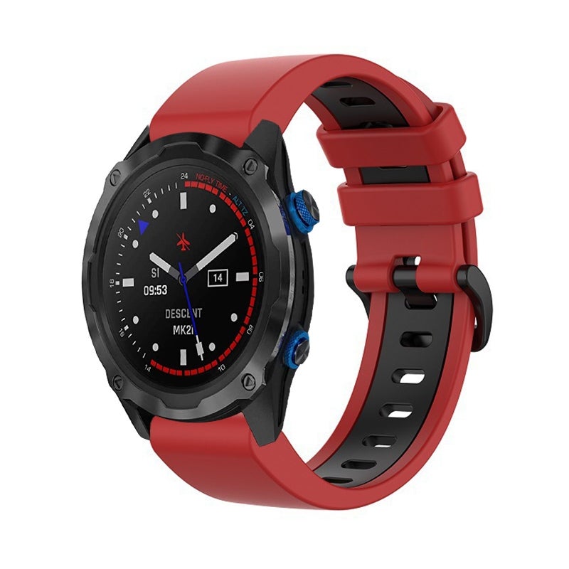 S-TOP For Garmin Descent MK2i 26mm Silicone Sports Two-Color Watch Band(Red+Black) - Image 1