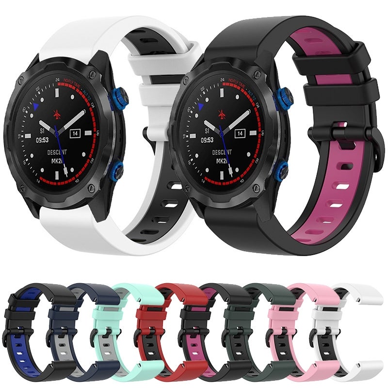 S-TOP For Garmin Descent MK2i 26mm Silicone Sports Two-Color Watch Band(Red+Black) - Image 3