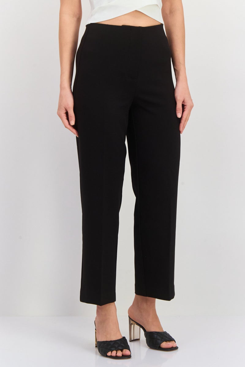 VERO MODA Women Regular Fit 32 Inseam Plain Straight Leg Pants, Black - Image 1