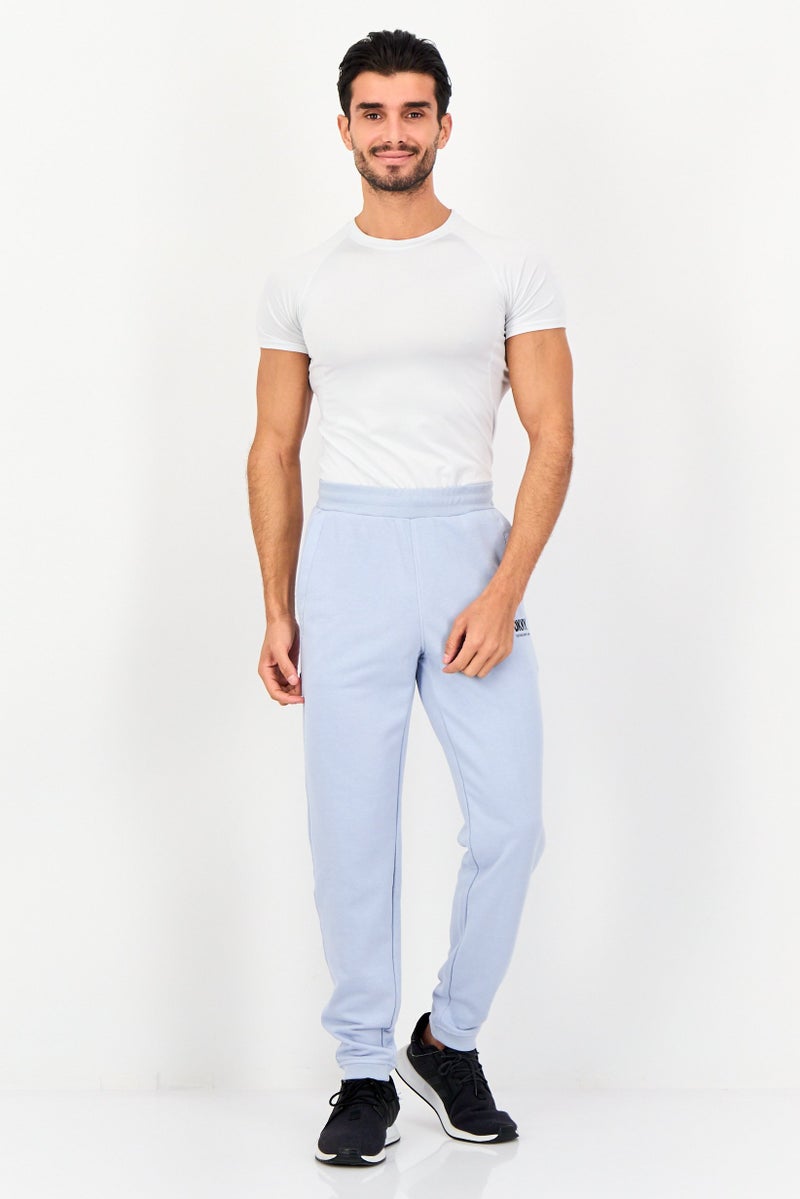 DKNY Men Regular Fit Brand Logo Sweatpants, Sky Blue - Image 4