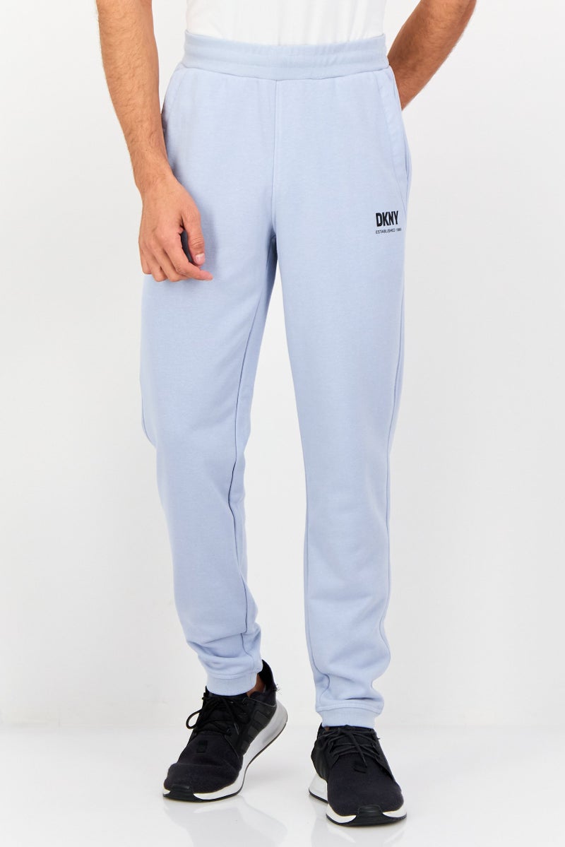 DKNY Men Regular Fit Brand Logo Sweatpants, Sky Blue - Image 1