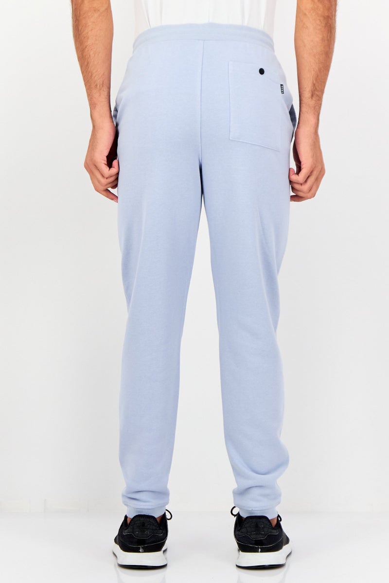 DKNY Men Regular Fit Brand Logo Sweatpants, Sky Blue - Image 3