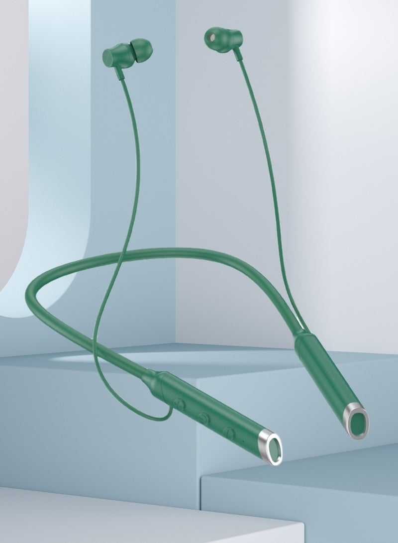 New A58 Hanging Neck Bluetooth Headset In-ear Neck Hanging Long Standby With Magnetic Suction Earphone Green Headphones  - Image 1