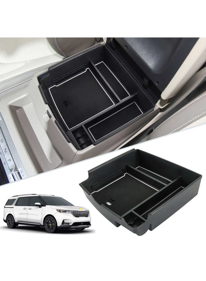 SKTU Compatible with 2022-2024 2025 Kia Carnival Center Console Organizer 2023 2024 2025 Carnival Accessories Console Tray 2024 2025 Carnival Middle Console Organizer with Coin and USB Hole (White) - Image 1