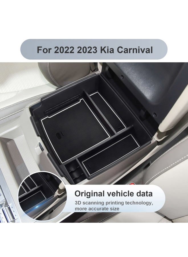 SKTU Compatible with 2022-2024 2025 Kia Carnival Center Console Organizer 2023 2024 2025 Carnival Accessories Console Tray 2024 2025 Carnival Middle Console Organizer with Coin and USB Hole (White) - Image 4
