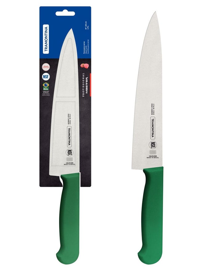 ترامونتينا سكين لحم ترامونتينا احترافي  بوصة بشفرة ستانلس ستيل ومقبض بولي بروبلين أخضر بحماية مضادة للميكروبات - Image 1