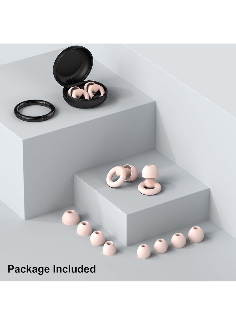 Ear Plugs for Sleeping, 2 Pairs of Reusable Earplugs for Noise Reduction 25dB-30dB with 8 Ear Tips, Soft Hearing Protection Ear Plugs for Concert,Noise Sensitivity, Study & Work