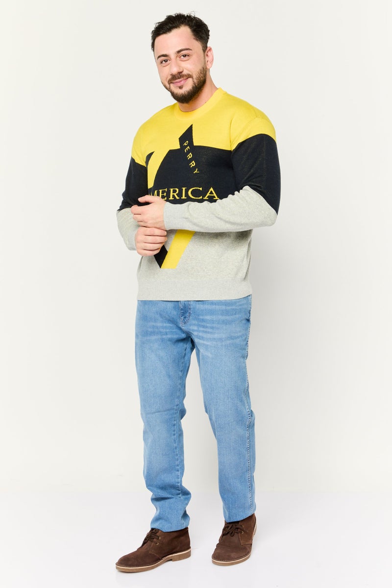 PERRY ELLIS سويت شيرت رجالي بأكمام طويلة وياقة دائرية بشعار العلامة التجارية، متعدد الألوان - Image 2