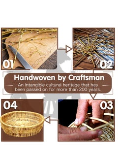 Excefore Handmade Bread Basket, 2 PCS Natural Wicker Fruits Bread Baskets, 11.8inch Round Bread Basket, Wicker Fruit Basket, Handmade Rattan Storage Baskets, for Kitchen (Round Basket)  - Image 5