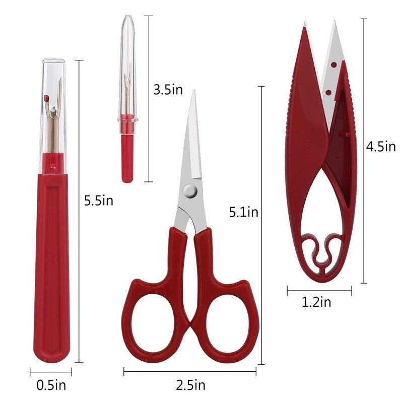 CampTek Sewing Seam Ripper Tool,Stitch Remover and Thread Cutter with 2Big+2Small Seam Rippers,1 Pack Thread Snips,1Pack 5”Scissor - Image 2