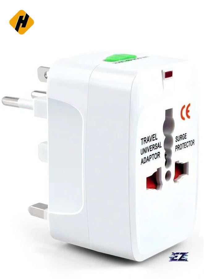 HuHa "Universal Travel Adapter with USB Ports – All-in-One International Charger (White)"  - Image 1