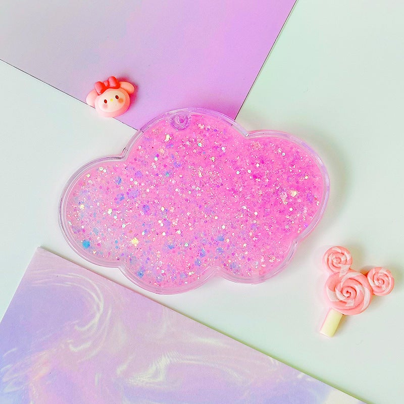 Large Quicksand Guka Brick Acrylic Keychain Pink [cloud shape] with bead chain 