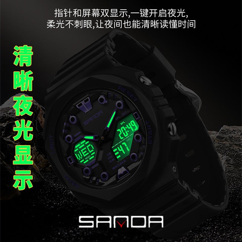 Sanda Electronic Sports Watch – Dual Display Waterproof Multifunctional for Students - Image 4