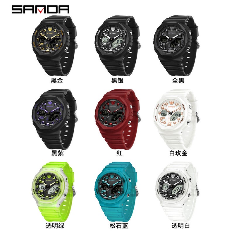 Sanda Electronic Sports Watch – Dual Display Waterproof Multifunctional for Students - Image 5