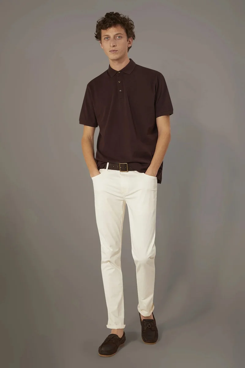 Trousers 5 pockets twill construction - Ivory