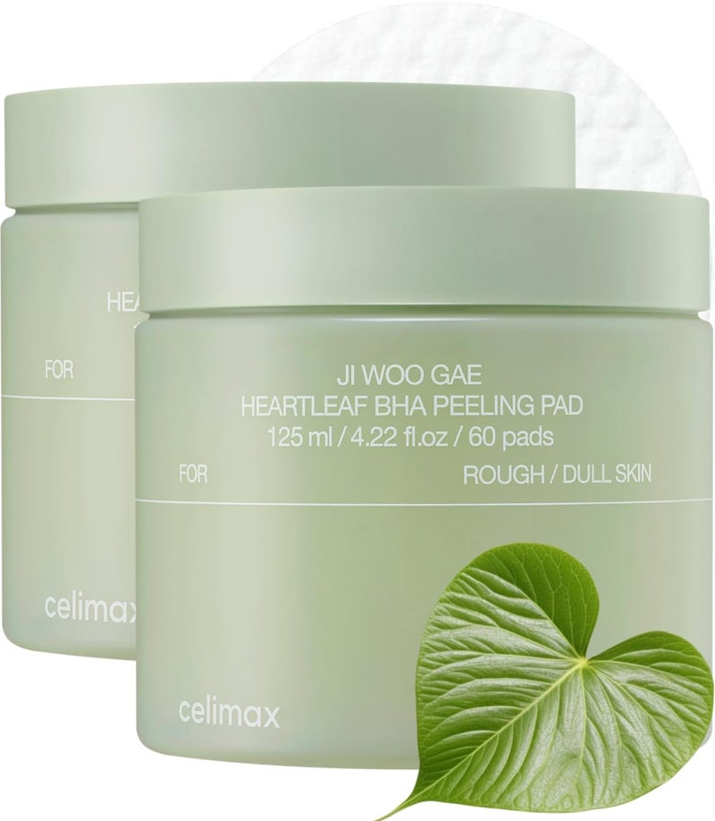 celimax Ji.Woo.Gae Heartleaf BHA Peeling Pad Double Edition | with Heartleaf Extracts, Exfoliating Toner Pads, Facial Peels, Hydrating, For Troubled Skin & Breakouts, Mother's Day Gift (60pads*2) - Image 1