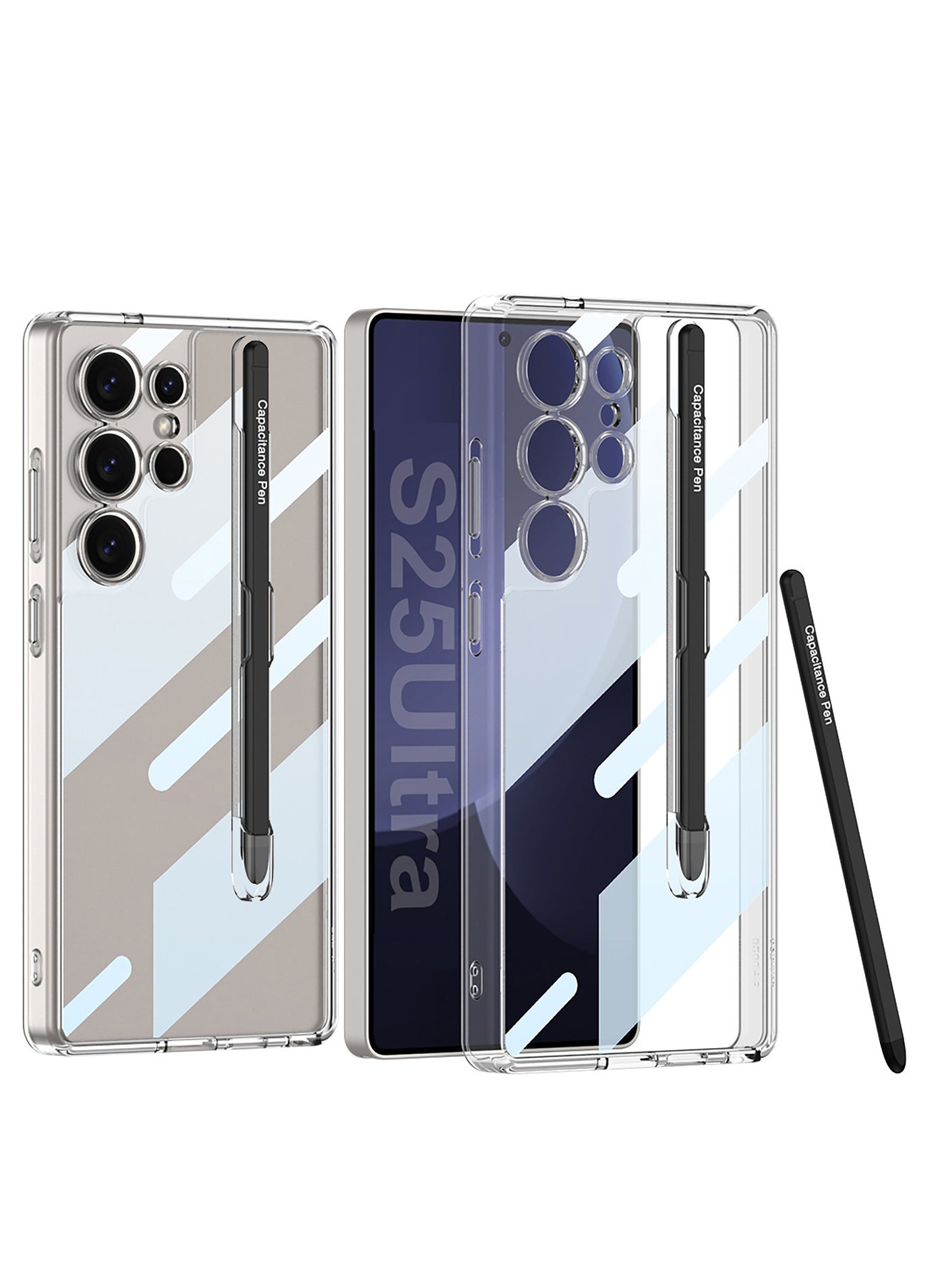 GKK Transparent Crystal Protection Case Compatible with Samsung Galaxy S25 Ultra (2025) All in 1 [S Pen Holder & S Pen] Anti-Yellowing, Shockproof Full Coverage Slim and Hard Phone Cover - S Pen inclu