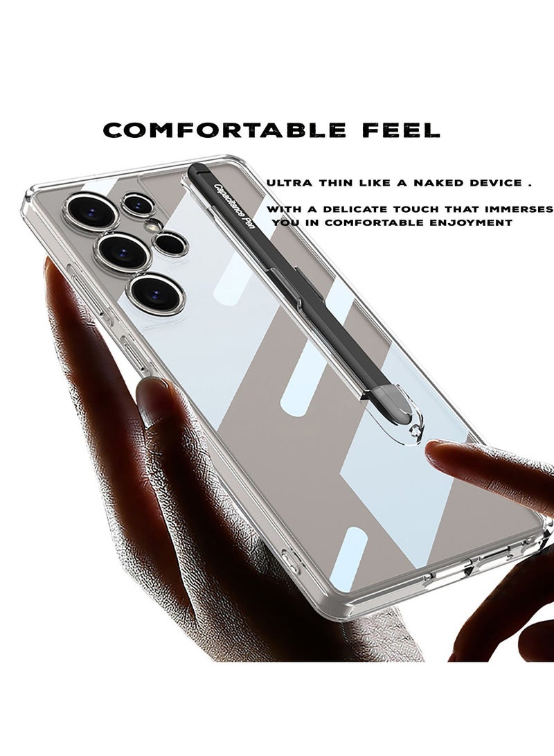 GKK Transparent Crystal Protection Case Compatible with Samsung Galaxy S25 Ultra (2025) All in 1 [S Pen Holder & S Pen] Anti-Yellowing, Shockproof Full Coverage Slim and Hard Phone Cover - S Pen included - Image 2