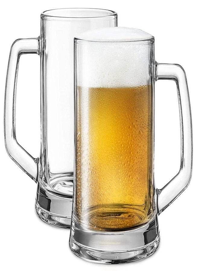VILON Italian Premium Glass Beer Mugs with Handle | Crystal Clear Glass Beer Mug | 400ml (8, Beer Mug 400ML) - Image 3