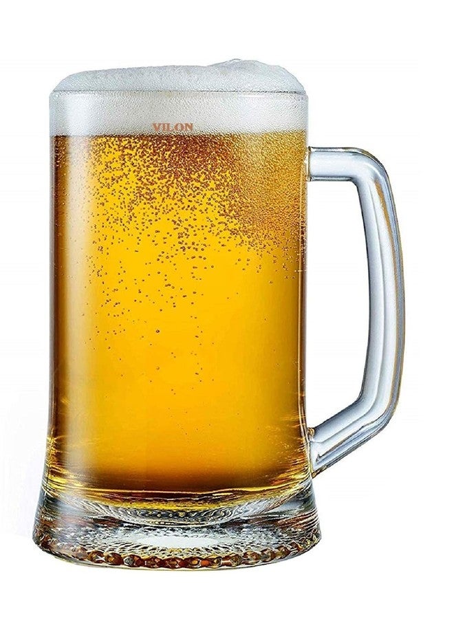 VILON Italian Premium Glass Beer Mugs with Handle | Crystal Clear Glass Beer Mug | 400ml (8, Beer Mug 400ML) - Image 1