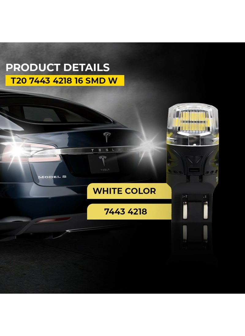 Toby's Toby's Super Bright Power T20 7443 16SMD LED Bulbs with 4218 Chip replacement for Back Up Reverse Brake Lights (White)  - Image 4