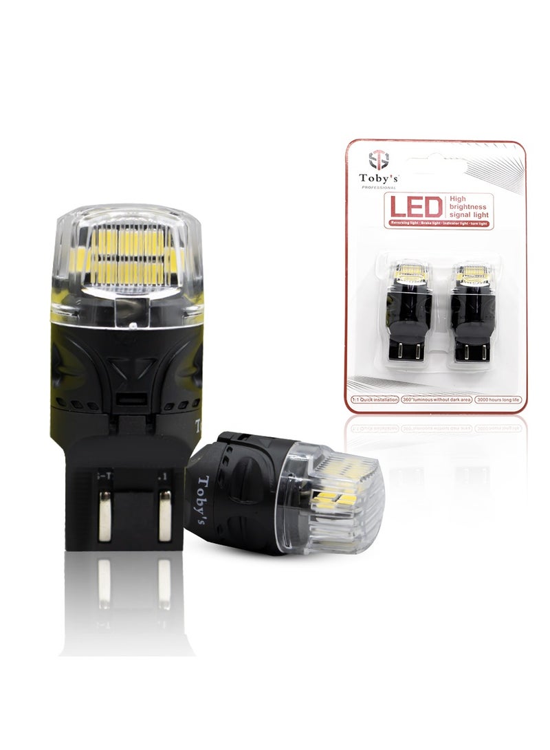 Toby's Super Bright Power T20 7443 16SMD LED Bulbs with 4218 Chip replacement for Back Up Reverse Brake Lights (White)