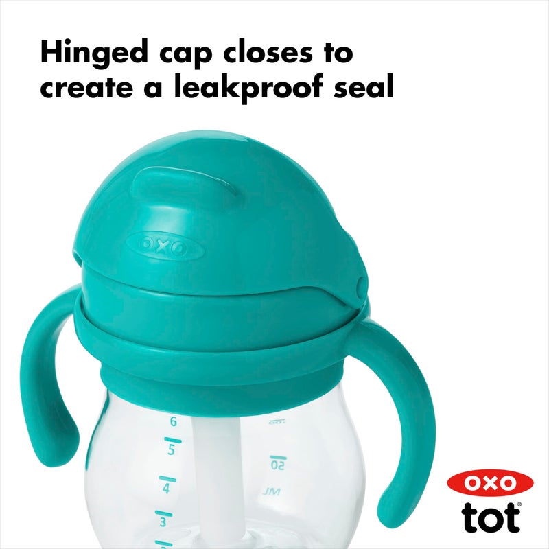 OXO Tot 6 Ounce Transitions Straw Cup with Removable Handles - Teal - Image 4