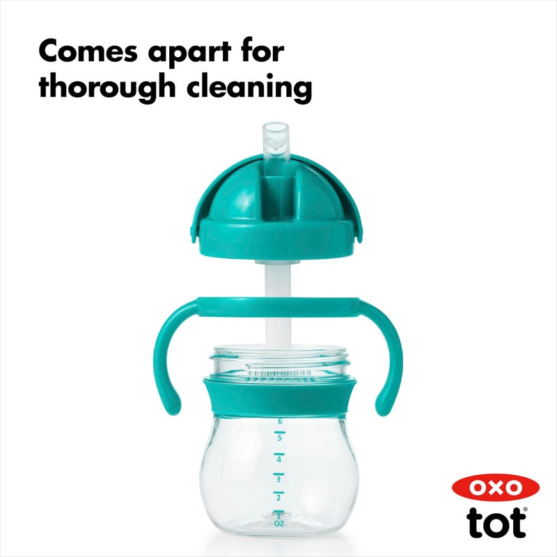 OXO Tot 6 Ounce Transitions Straw Cup with Removable Handles - Teal - Image 5