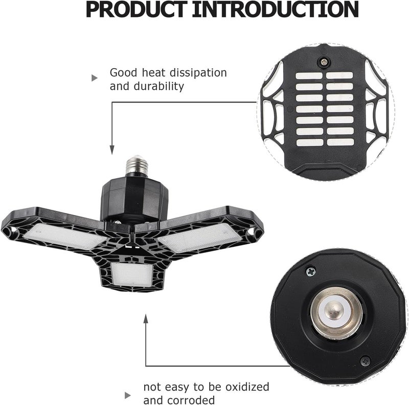 LIFKOME Folding Garage Light Multi-Purpose Deformable Industrial Mining Lamp 40w Black Wide Voltage Screw Base Warehouse Lighting Fixture - Image 4