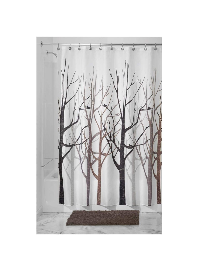 InterDesign iDesign Fabric Forest Shower Curtain for Master  Guest  Kids'  College Dorm Bathroom  72"" x 72""  Black and Gray  - Image 1