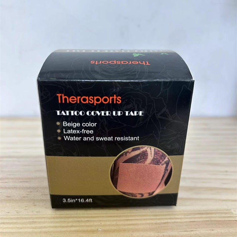 Therasports شريط لاصق عريض للغاية لتغطية الوشوم من ثيراسبورتس لتغطية الوشوم والندبات وشريط إخفاء الوشوم 3 بوصة × 5 يارد / 7.5 سم * 5 م بيج - Image 3