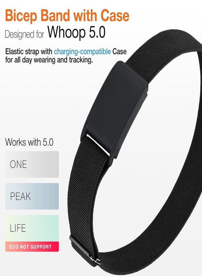 BandSmith Sport Band Compatible with Whoop Band 5.0, Soft Nylon Replacement Bicep Band with Case for Men Women, Breathable Adjustable Wristband for Whoop 5.0, Black, Regular - Image 2
