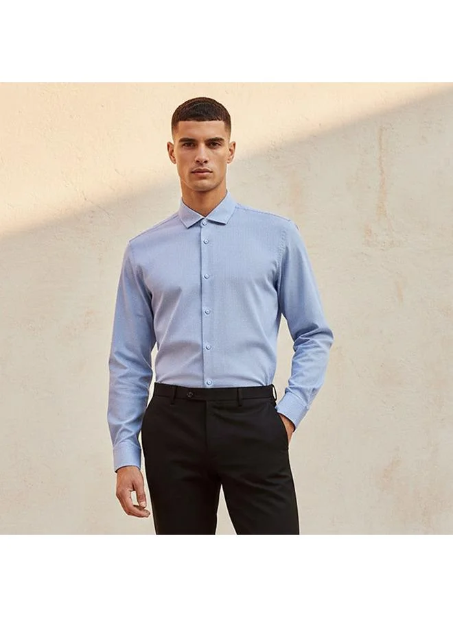 Splash FAV Regular Fit Collared Textured Long Sleeves Shirt