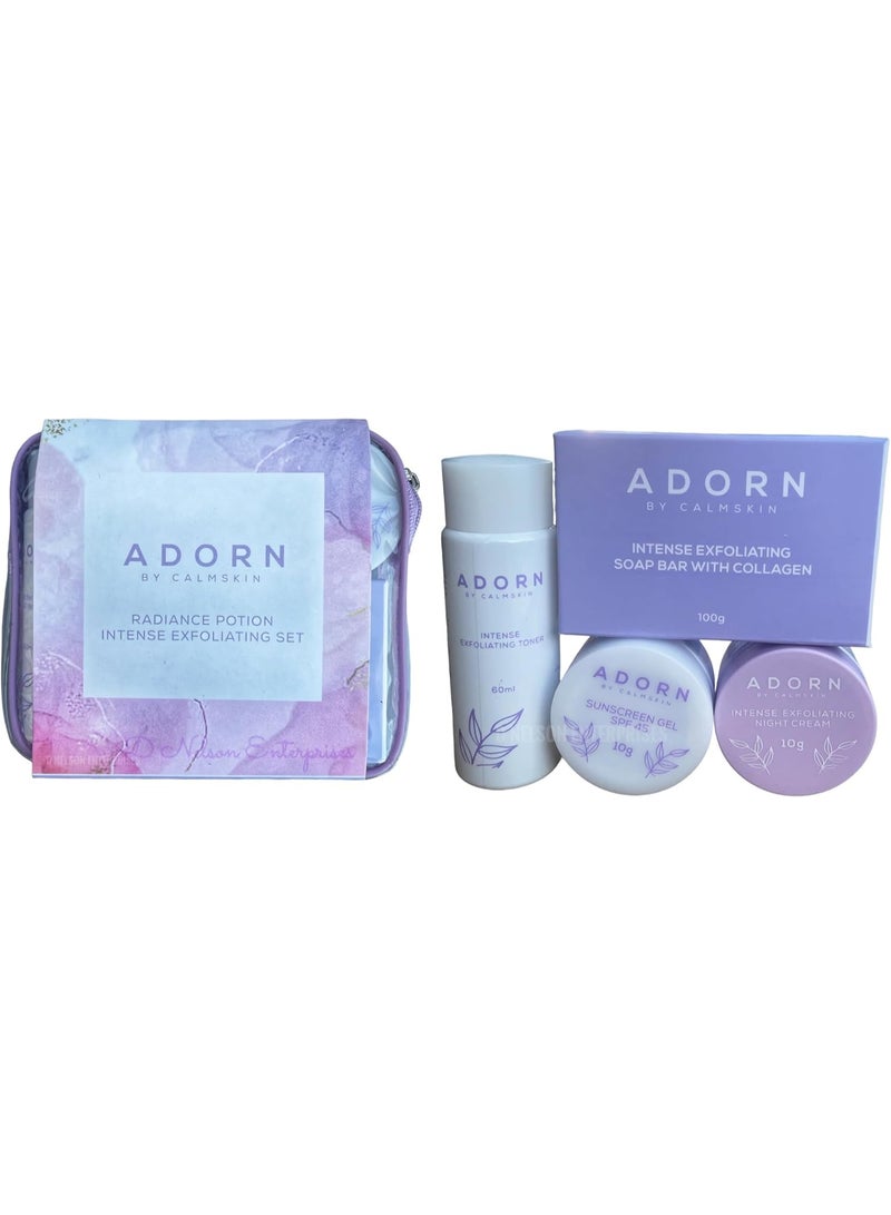 Adorn by Calmskin Radiance Potion Intense Exfoliating Set with Collagen - 4-Piece Complete Skin Brightening Kit - Image 5